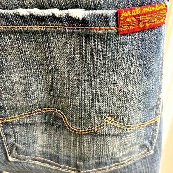 7 for all of Mankind Distressed and Frayed Boycut Button Fly Jeans- Size 27 - Picture 8 of 16
